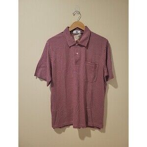 NWT J.PRESS Self Collar Knit Polo Shirt Size L Pink/Navy Stripe Preppy Work